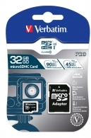 Карта памяти microSD Verbatim Pro U3 V30/ 90MBps/ 64GB + SD adapter