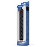 Surge Protector SVEN Optima / 6 Sockets with children protection / 1,8m / Wall mountable / Black