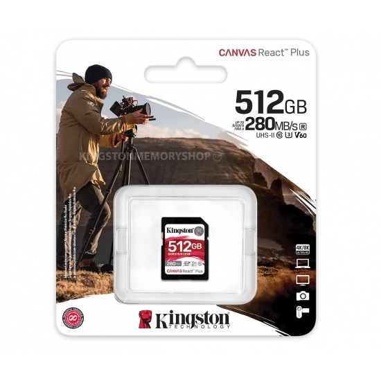Card de memorie SD Kingston Canvas React Plus V60/ UHS-II/ 280MBps/ 512GB