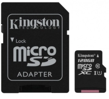Card de mem-e MicroSD Kingston MicroSD + adapter Kingston 128Gb Class 10