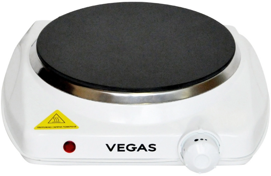 Плита настольная электрическая Vegas VEC1100, 1 конфорок, 1200 Вт, Белый