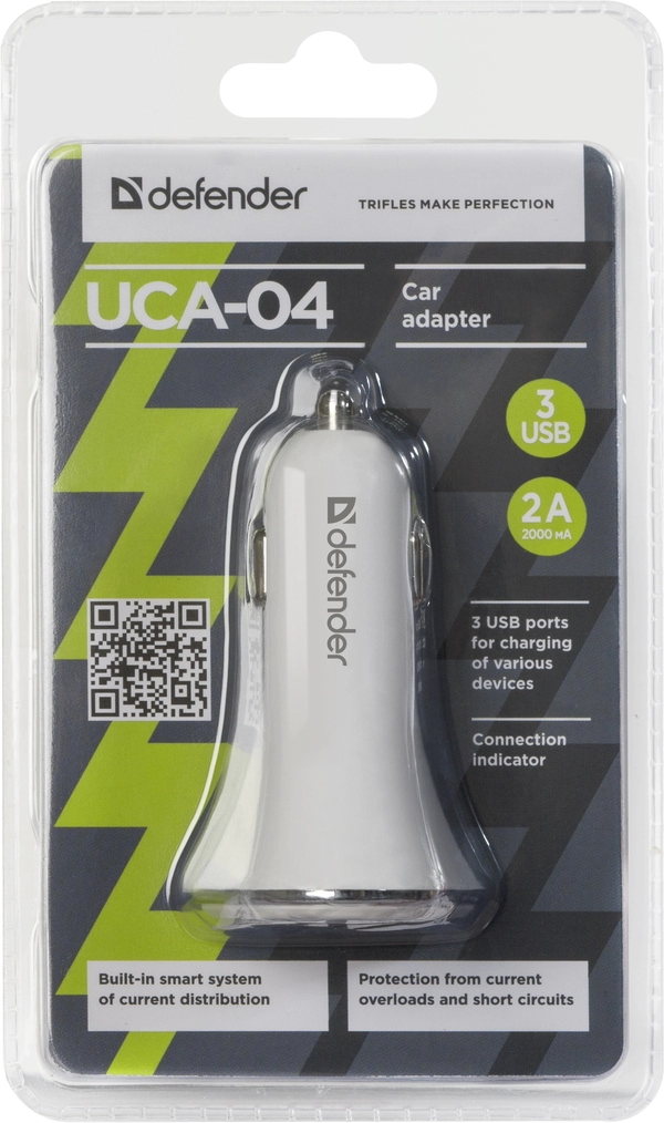 Зарядное устройство авто. для телефона Defender UCA-04 3xUSB, 5V/6A