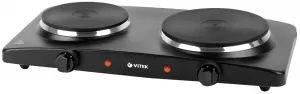 Плита настольная электрическая Vitek VT-3704, 2 конфорок, 2500 Вт, Черный