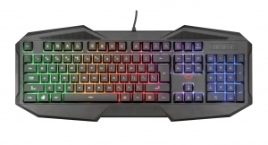 Trust Gaming GXT 830-RW Avonn Keyboard, RU, 12 direct-access media keys, Anti-Ghosting, Gaming mode, USB, Black