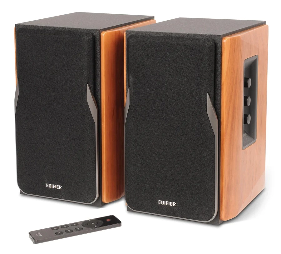 Edifier R1380DB Brown, 2.0/ RMS 42W (2x21W), Audio In: Qualcomm Bluetooth V5.1, RCA x2, optical, coaxial, AUX, Class-D amplifier, remote control, wooden, (4