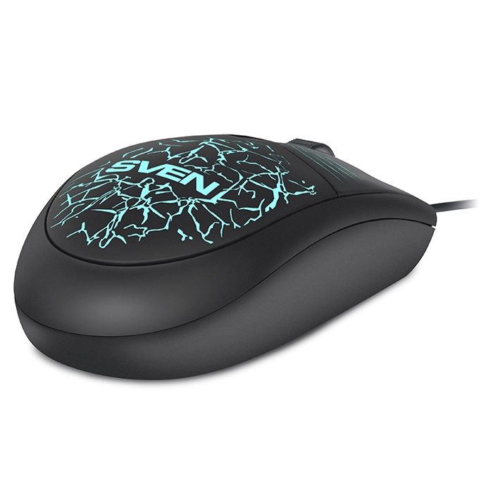 SVEN RX-70, Optical Mouse, Changeable backlighting, Soft Touch coating, 2+1 (scroll wheel), 1200 dpi, USB,  2m, Black