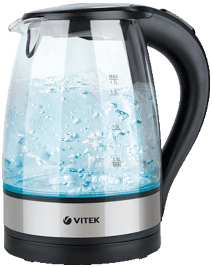 Чайник электрический Vitek VT-7008, 1.7 л, 2200 Вт, Черный
