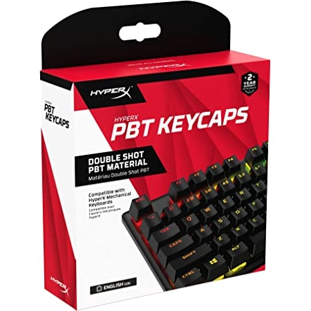 HYPERX Keycaps Full key Set - PBT, Black, RU, Designed to enhance RGB lighting, 104 Key Set, Made of durable double shot PBT material, HyperX keycap removal tool included