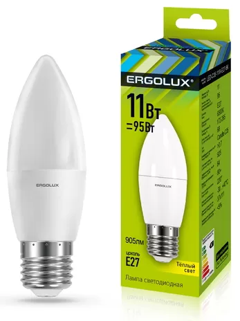 Bec LED Ergolux LED-C35-11W-E27-3K