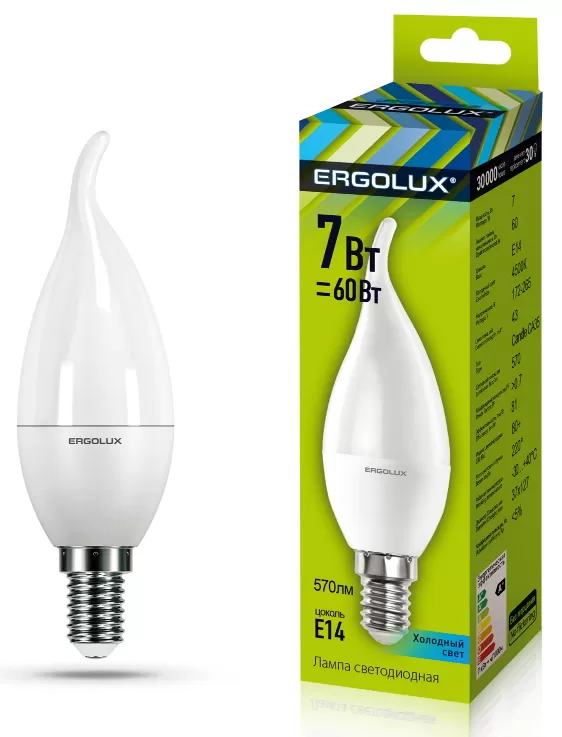 Bec LED Ergolux LED-CA35-7W-E14-4K