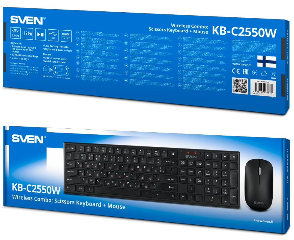 Клавиатура + мышь беспроводная Sven KB-C2550W