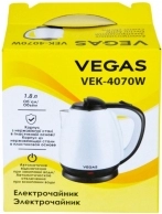 Чайник электрический VEGAS VEK4070W, 1.8 л, 1500 Вт, Белый