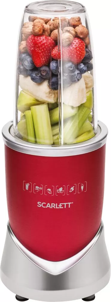 Blender pentru smoothie Scarlett SC JB146P10, 800 ml, 1000 W, 1 trepte viteza, Rosu