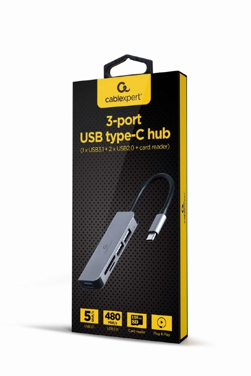 USB Hub Gembird UHB-CM-CRU3P1U2P2-01, USB Type-C 3-port USB hub (USB3.1 + USB 2.0)
