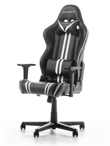Gaming/Office Chair DXRacer Racing GC-R9-NR-Z1, Black/White, Premium PU leather, max weight up to 150kg / height 165-195cm, Recline 90°-135°, 3D Armrests, Head and Lumber cushions, Aluminium wheelbase, 2