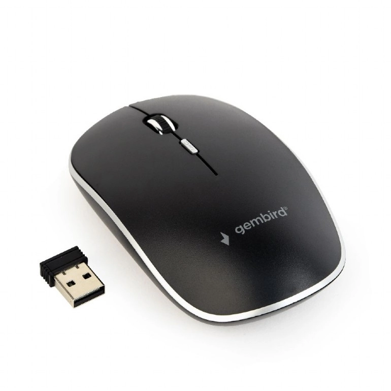 Gembird MUSW-4BSC-01, Silent Wireless Optical mouse, 2.4GHz, 4-button, 800 - 1600dpi, Type-C receiver, Black