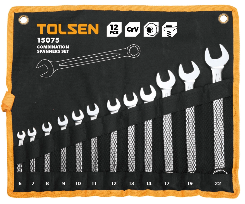 Набор 12 ключей комбинированных 6-22мм Tolsen