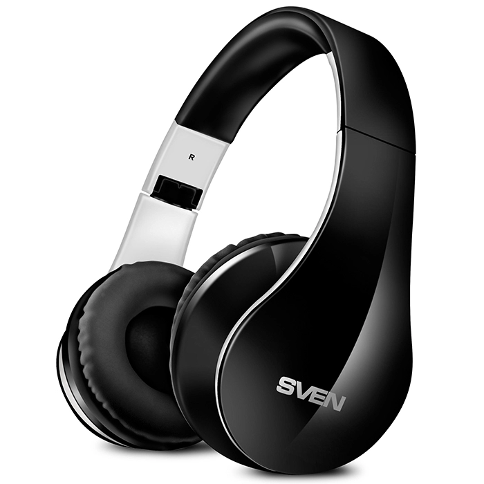 SVEN AP-B450MV Black- White, Bluetooth Headphones with microphone, Bluetooth v.4.0, operation time with battery up to 10 hours, range of action up to 10 m, track switching control possibility, Wired / wireless audio signal transmission