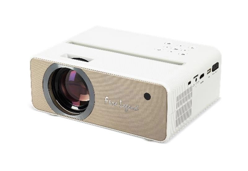 FHD Projector AOPEN (by Acer) QF12 (MR.JU411.001), DLP, 1920x1080, 1000:1, 100Lm, 50000hrs, WiFi, USB, microSD, Multimedia Player: EDTV, HDTV, SDTV, Audio Line-out, HDMI, Bluetooth, 1 x 5W Speakers, White/Gold, 1.3kg