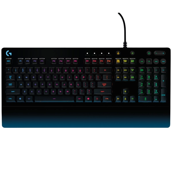 Logitech Gaming Keyboard G213 Prodigy, Mech-Dome, Spill resistance, Media controls, RGB, Integrated palm rest, Adjustable feet, Anti-ghosting, Game Mode, USB, Black