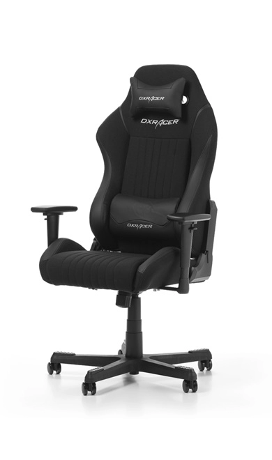 Gaming/Office Chair DXRacer Drifting GC-D02-N-S2, Black/Black, Premium Fabric + PU leather, max weight up to 150kg / height 145-175cm, Recline 90°-135°, 3D Armrests, Head and Lumber cushions, Neylon wheelbase, 2