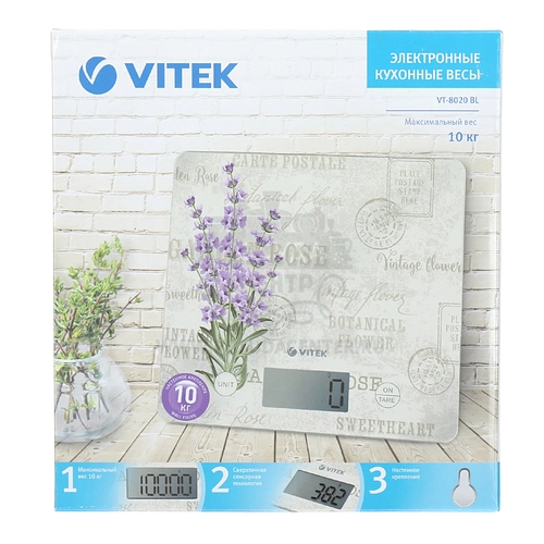 Кухонные весы Vitek VT-8020, 10 кг, C рисунками