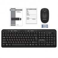 SVEN KB-C3200W, Wireless, Multimedia Keyboard & Mouse, 2.4GHz, (115 keys, 11 Fn-keys) + Mouse (3 + 1 (scroll wheel), 800/1200/1600 dpi), Nano receiver, USB, Black