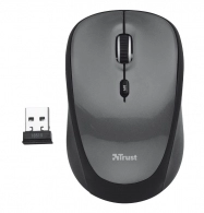 Trust Yvi Wireless Mouse - Black, 8m 2.4GHz, Micro receiver, 800-1600 dpi, 4 button, Rubber sides for comfort and grip, USB
