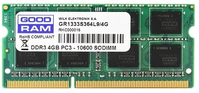 4GB DDR3L-1600 SODIMM  GOODRAM, PC12800, CL11,  1.35V