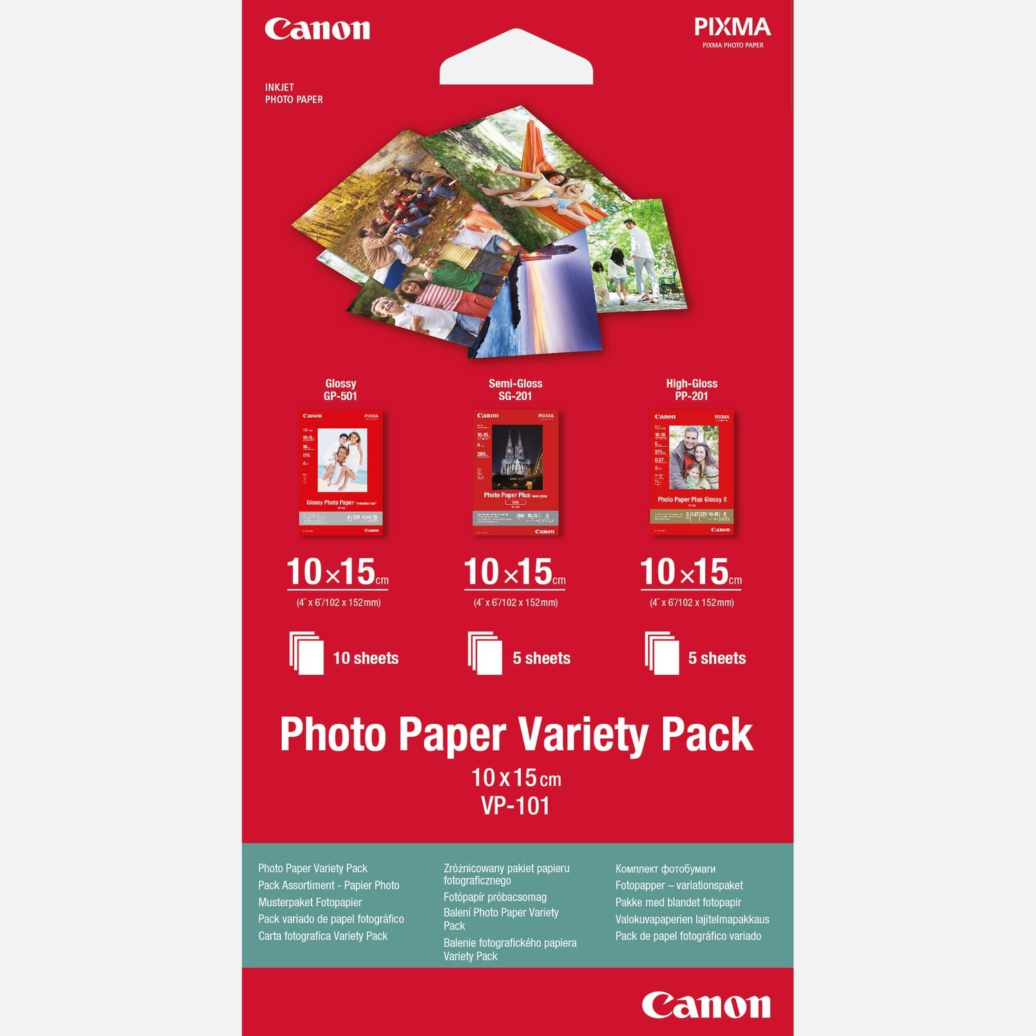 Paper Canon Variety Pack VP101S - Photo Paper Variety Pack 10x15cm VP-101 (20 sheets) (Glossy Photo paper 10x15 (10 sheets) + Semi-Gloss 10x15 (5 sheets) + Glossy II Photo paper 10x15 (5 sheets))