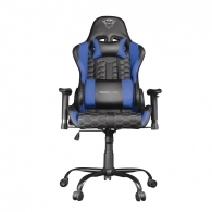 Trust Gaming Chair GXT 708B Resto - Blue, Height adjustable armrests, Class 4 gas lift, 90°-180° adjustable backrest, Strong and robust metal base frame, Including removable and adjustable lumbar and neck cushion, Durable double wheels, up to 150kg