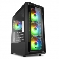 Carcasa Sharkoon TK4 RGB / w/oPSU / Side panel / 4x120mm A-RGB LED / ATX / Black