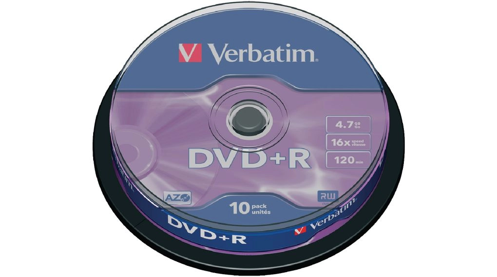 Verbatim DataLifePlus DVD+R AZO 4.7GB 16X MATT SILVER SURFAC - Spindle 10pcs.