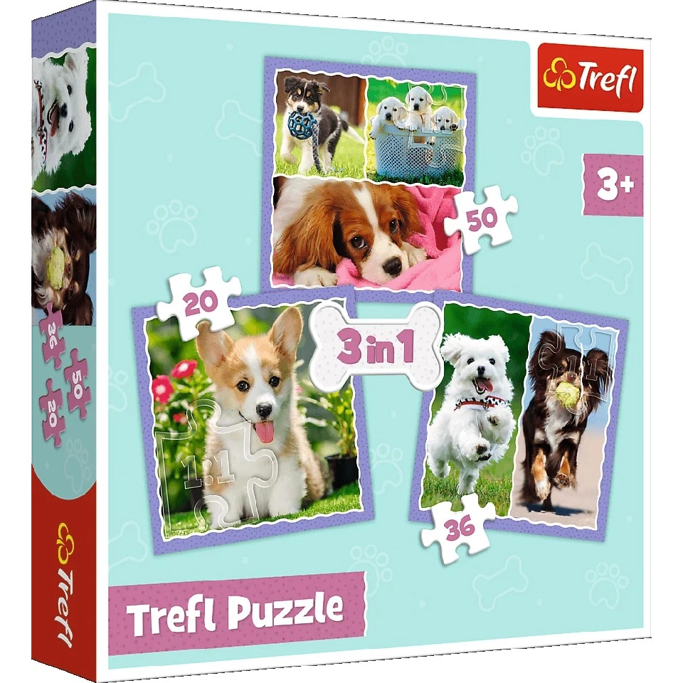 Trefl Puzzles 34854 3in1 Lovely dogs