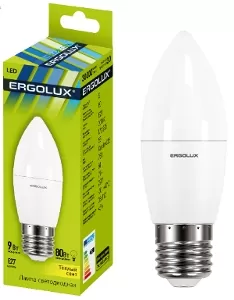 Светодиодная лампа Ergolux LED С35 9W E27 3000K 13170