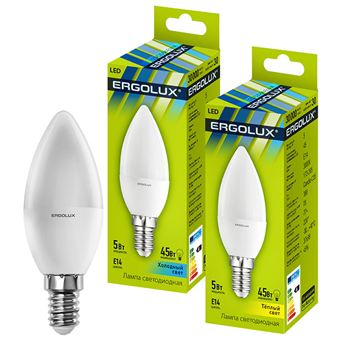 Светодиодная лампа Ergolux LED C35 5W E14 3000K photo 1 Светодиодная лампа Ergolux LED C35 5W E14 3000K photo 1