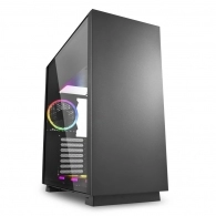 Sharkoon PURE STEEL Black RGB  ATX Case, with Side Panel of Tempered Glass, without PSU, Tool-free, Pre-Installed Fans: Bottom 3x120mm A-RGB LED, Rear 1x120mm A-RGB LED, ARGB Controller, GPU holder, 3x3.5