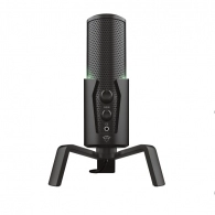 Trust Gaming GXT 258 Fyru USB 4-in-1 Streaming Microphone, Digital USB connection, 4 recording patterns: cardioid, bidirectional, stereo and omnidirectional for optimised audio recordings in any situation, Adjustable LED lighting in 5 colours, 1.8m
