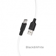 Cablu USB la USB-C HOCO  X21 Plus / 2m / Silicone / up to 2A / Black/White