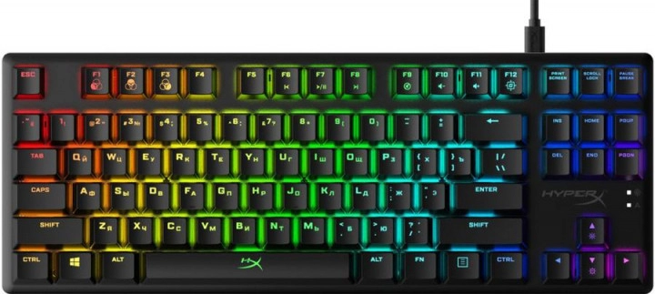 HYPERX Alloy Origins Core RGB Mechanical Gaming Keyboard (RU), Black, HyperX Blue key switch Backlight (RGB), 100% anti-ghosting, Ultra-portable design, Solid-steel frame, USB