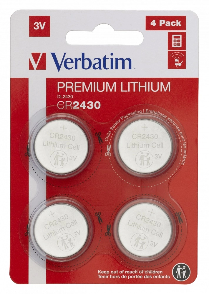 Verbatim Lithium Battery CR2430 3V 4pcs, Blister pack