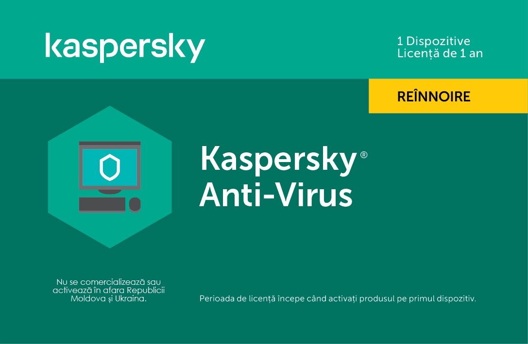 Kaspersky Anti-Virus Eastern Europe Edition.  1-Desktop  1 year  Renewal License Pack, Card