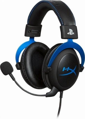 Headset  HyperX Cloud PS4, Black/Blue, Official PS4 licensed headset, Solid aluminium build, Microphone: detachable, Frequency response: 15Hz–25,000 Hz, Cable length:1.3m, 3.5 jack, Pure Hi-Fi capable, Braided cable