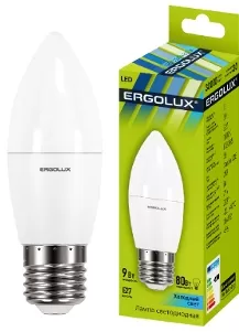 Светодиодная лампа Ergolux LED С35 9W E27 4500K 13171