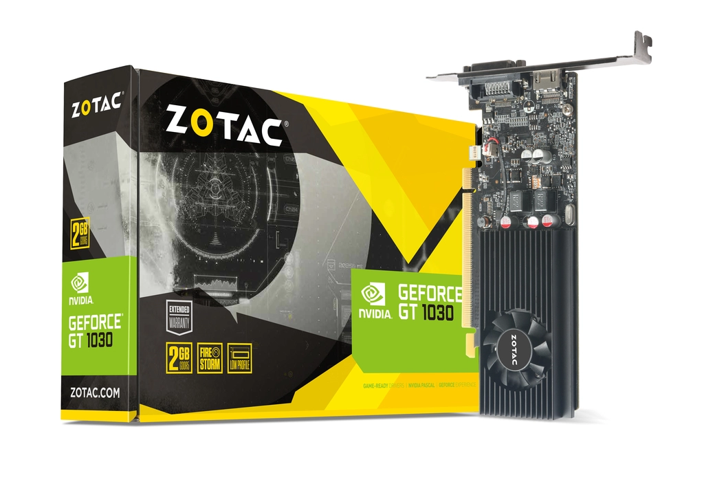 ZOTAC GeForce GT 1030 2GB GDDR5, 64bit, 1468/6000Mhz, Single Fan, HDCP, DVI-D, HDMI, Low Profile, 1*LP bracket included, Lite Pack