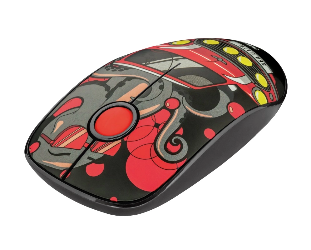 Trust Sketch Red Wireless Mouse, Silent Click, 15m  2.4GHz, Micro receiver, 1600 dpi, 3 button, USB
