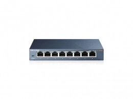 TP-LINK TL-SG108  8-port Gigabit Switch, 8 10/100/1000M RJ45 ports, steel case, QoS, IGMP Snooping