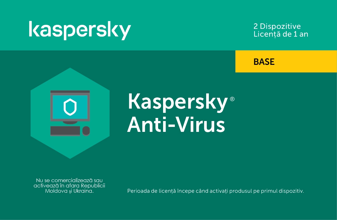 Kaspersky Anti-Virus Eastern Europe Edition.  2-Desktop  1 year  Base License Pack,  Card