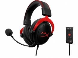 Headset  HyperX Cloud II, Red, Solid aluminium build, Microphone: detachable, USB Surround Sound 7.1, Frequency response: 15Hz–25,000 Hz, Cable length:1m+2m extension, 3.5 jack, Pure Hi-Fi capable, Braided cable,  Mesh bag