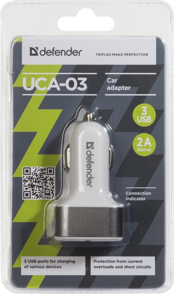 Зарядное устройство авто. для телефона Defender UCA-03, 3xUSB, 4A